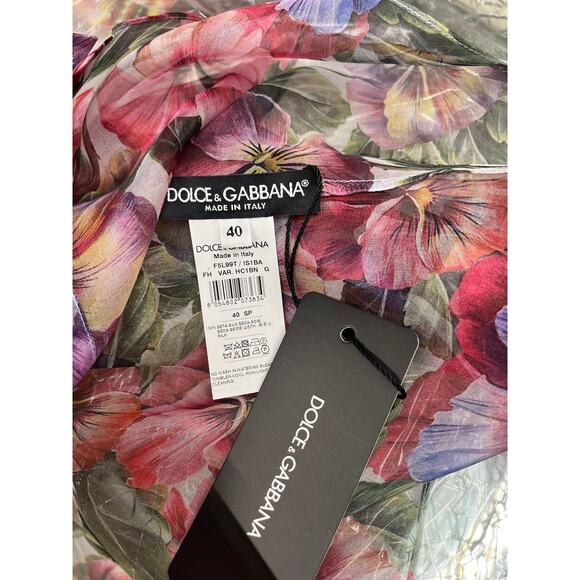 NWT  Dolce & Gabbana Floral Print Blouse Silk Shirt Multicolor IT 40 S - Picture 7 of 7